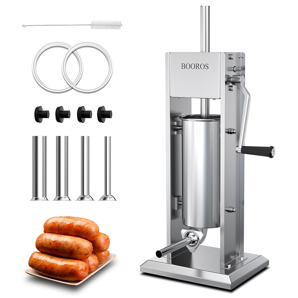 Manual Sausage Stuffer, 11Lbs/5L Meat Stuffer, 4 Stuffing Tubes A209577
