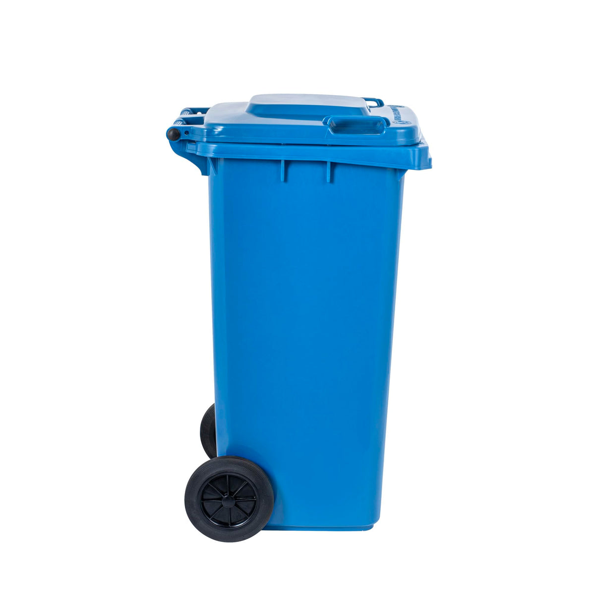 32 gal Blue Plastic Wheeled Trash Can H261372