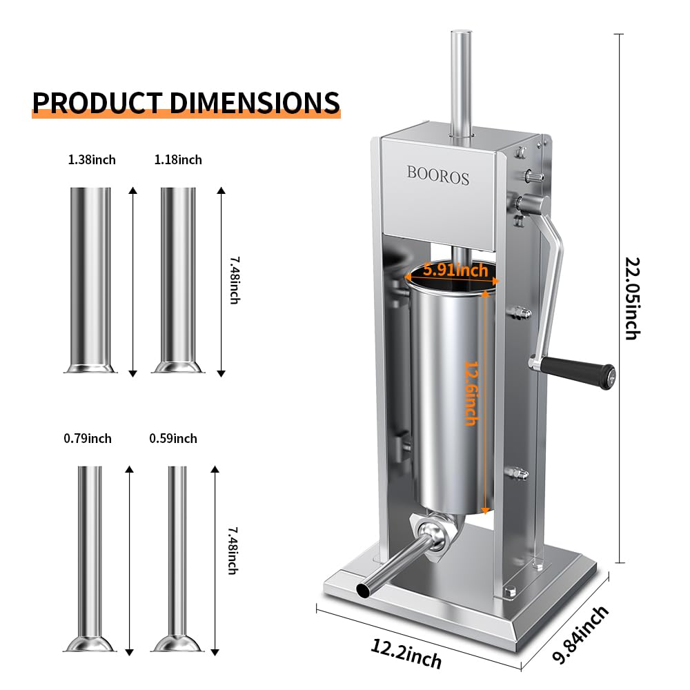Manual Sausage Stuffer, 11Lbs/5L Meat Stuffer, 4 Stuffing Tubes A209577