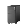 Black 3 Drawer Rolling File Cabinet with Lock Z7245