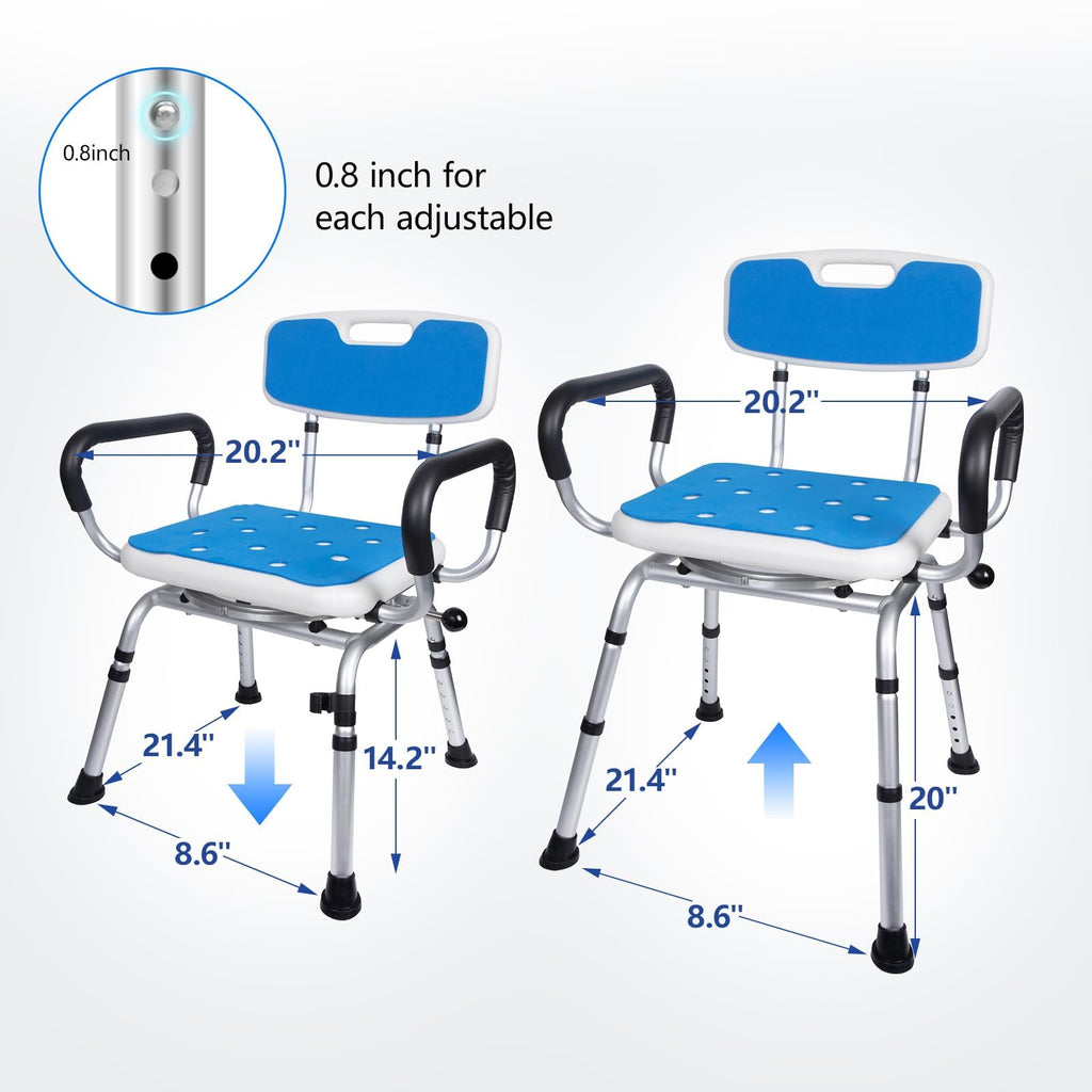 Swivel Shower Chair 500lbs Heavy Duty Adjustable Y83648