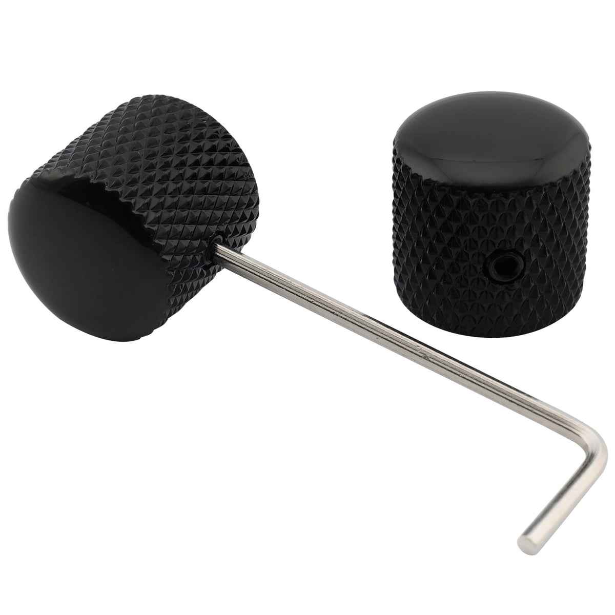 1/4 Inch Steel Dome Knob with Set Screw Black 2Pcs O536330