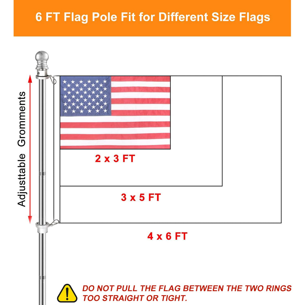6 FT Stainless Steel Flag Pole Q323698