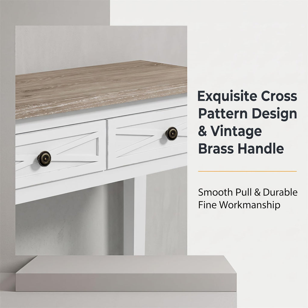 Narrow Console Table with 2 Drawers and Shelf K343512