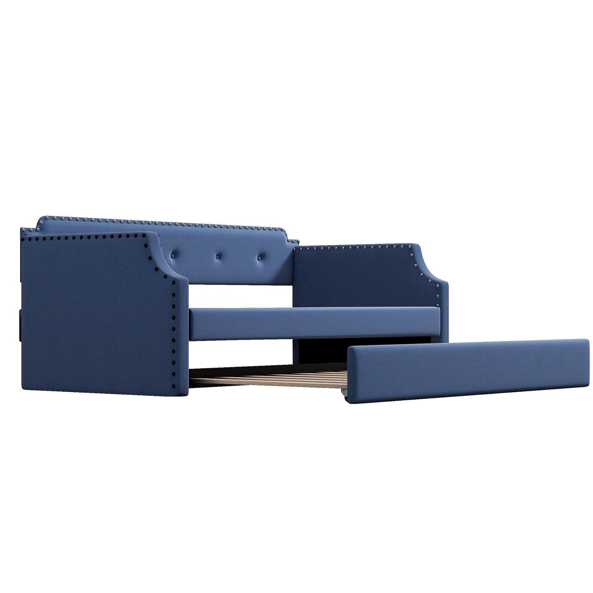 Blue Upholstered Daybed with Trundle D8475