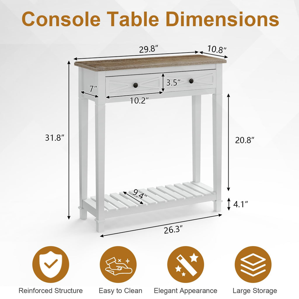 Narrow Console Table with 2 Drawers and Shelf K343512