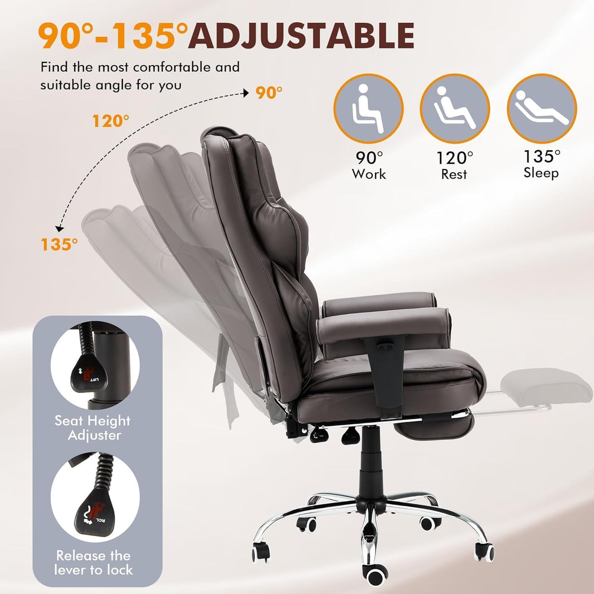 Brown Heated Massage Office Chair with Foot Rest Z510