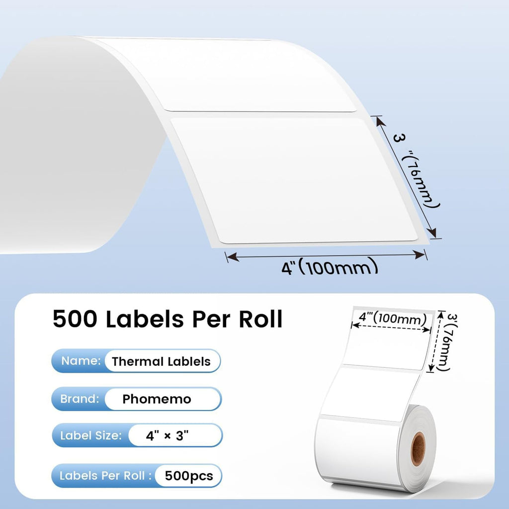 4x3 Thermal Labels 500PCS Water/Oilproof Q92706