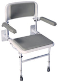 Wall Mounted Foldable Shower Seat with Folding Padded Arms, Back & Seat, Adjustable Height K6225