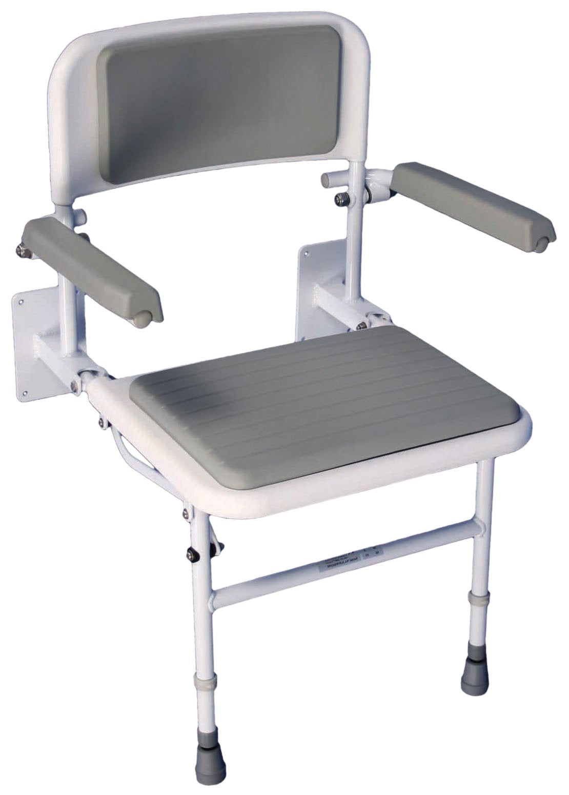 Wall Mounted Foldable Shower Seat with Folding Padded Arms, Back & Seat, Adjustable Height K6225