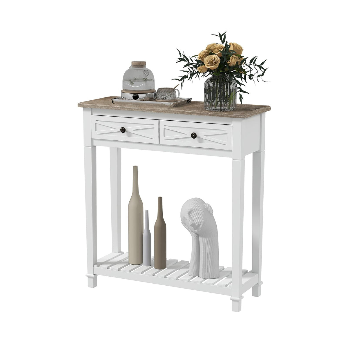 Narrow Console Table with 2 Drawers and Shelf K343512