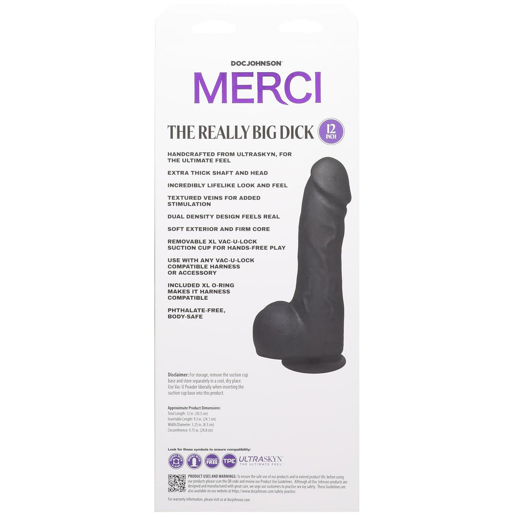 Black 12" Dildo with Removable Suction Cup H6733