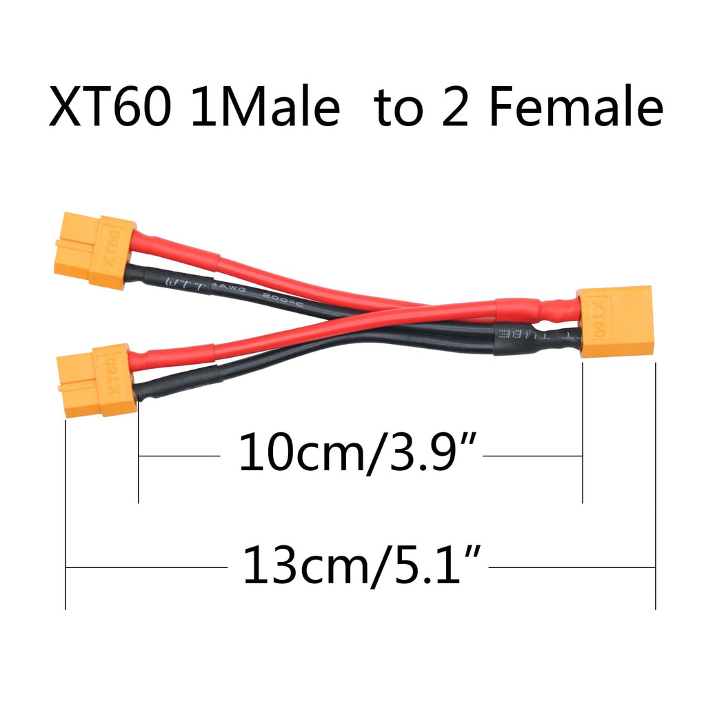 XT60 Parallel Battery Connector Cable 3.9" Y Splitter Adapter Plug W10969