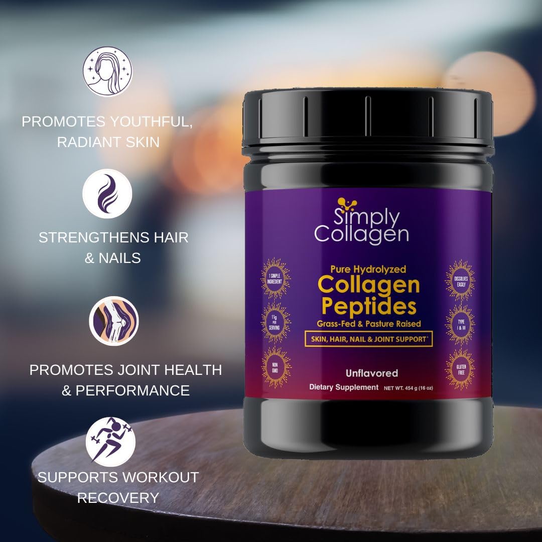 Hydrolyzed Collagen Peptides Powder Unflavored Type I & III 41 Servings C4136