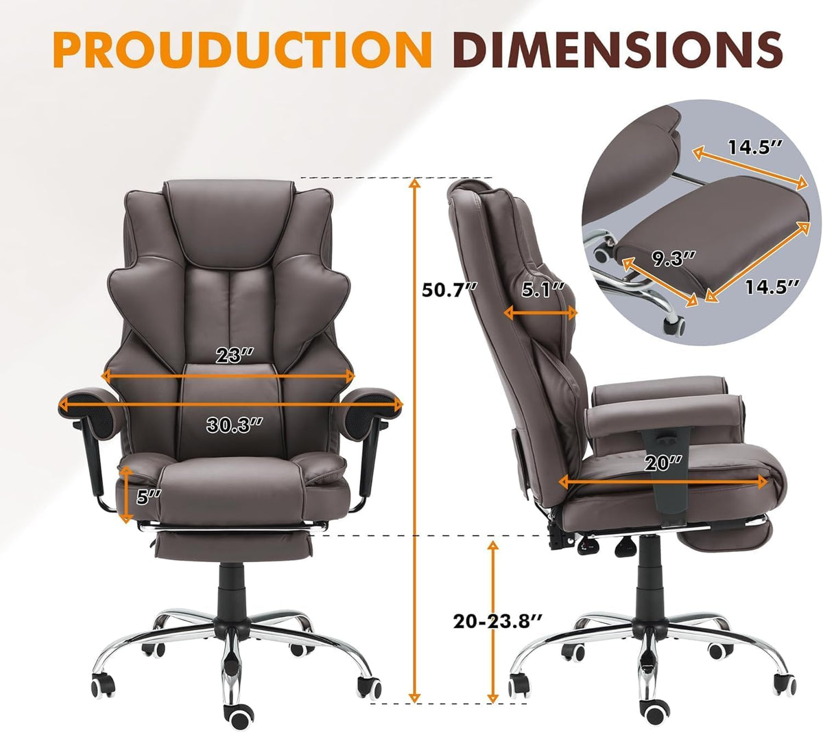 Brown Heated Massage Office Chair with Foot Rest Z510