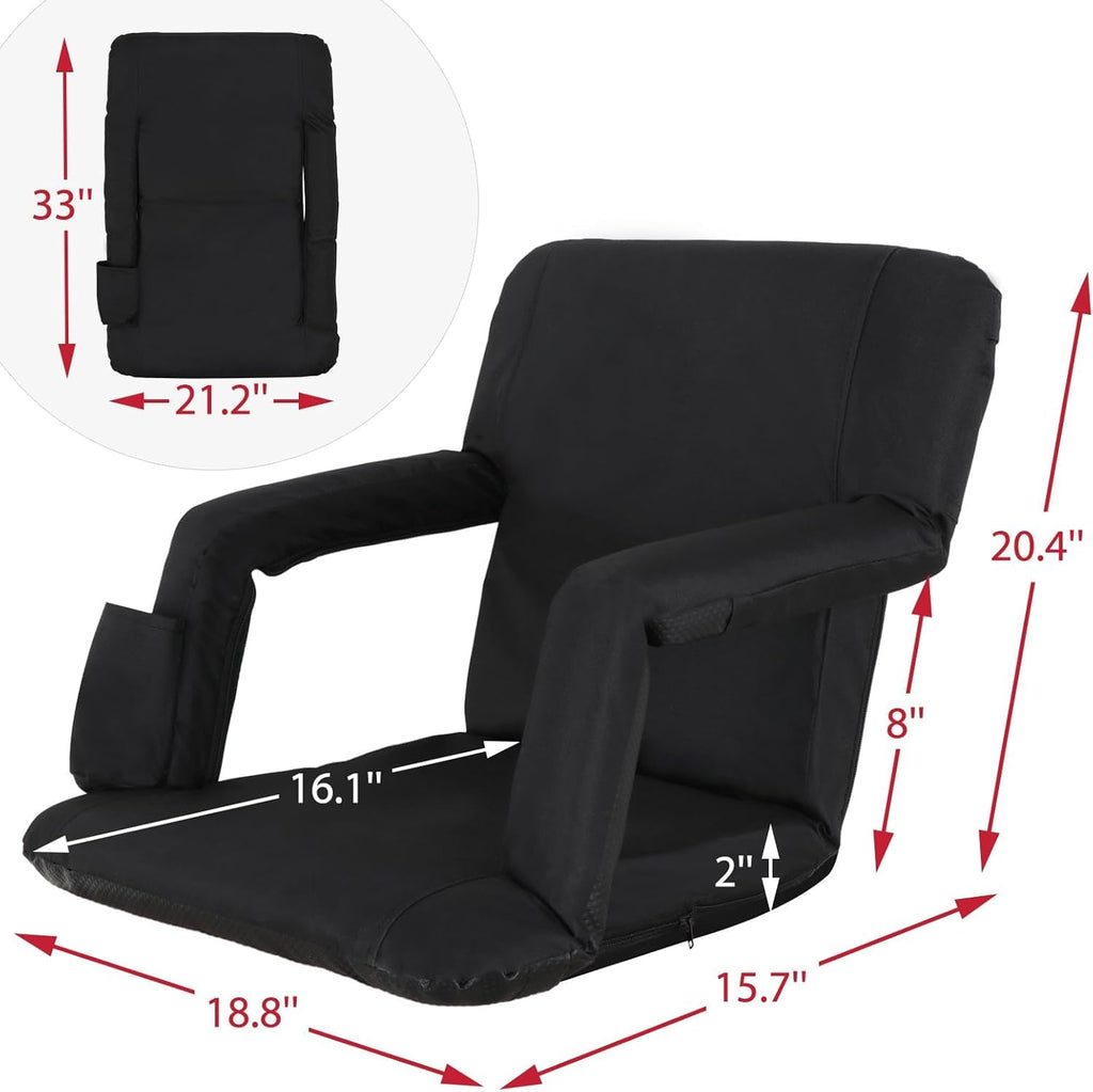 21" 25" Wide Padded Stadium Seat Chair with Back Support and Arms R19233