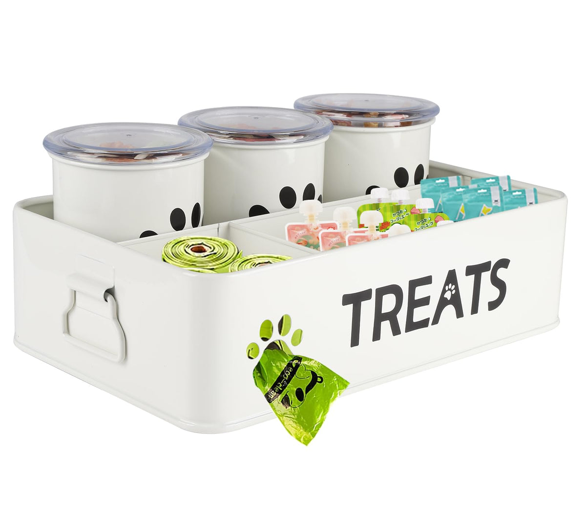 28oz Metal Dog Treat Container Set of 3 White J187544