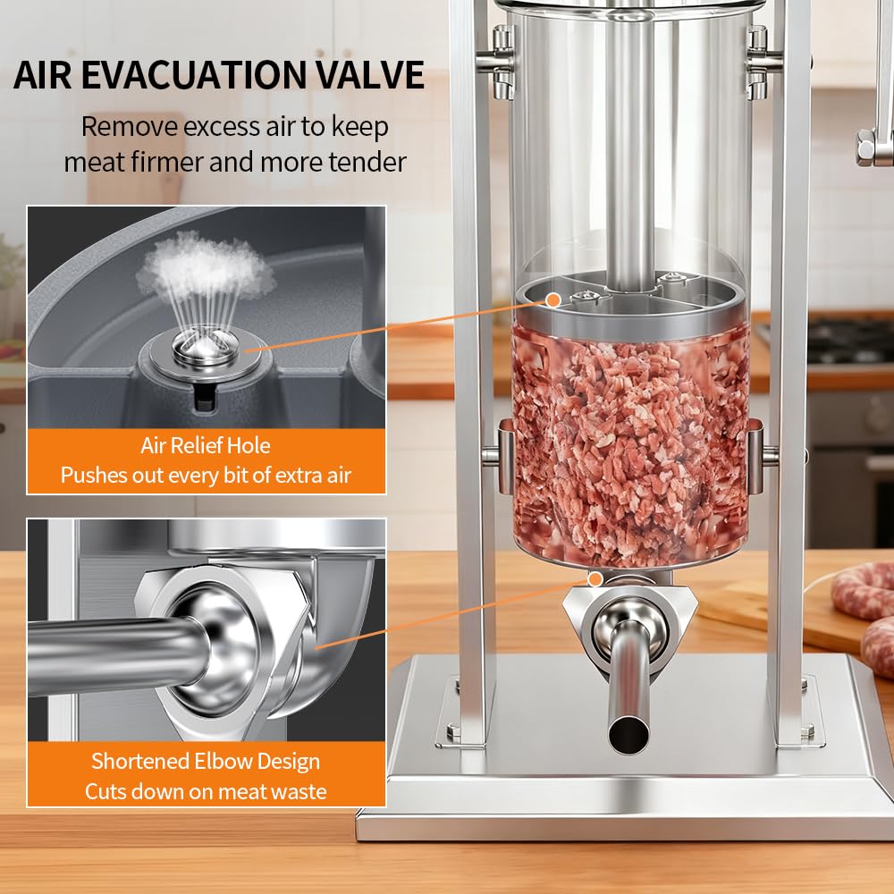 Manual Sausage Stuffer, 11Lbs/5L Meat Stuffer, 4 Stuffing Tubes A209577