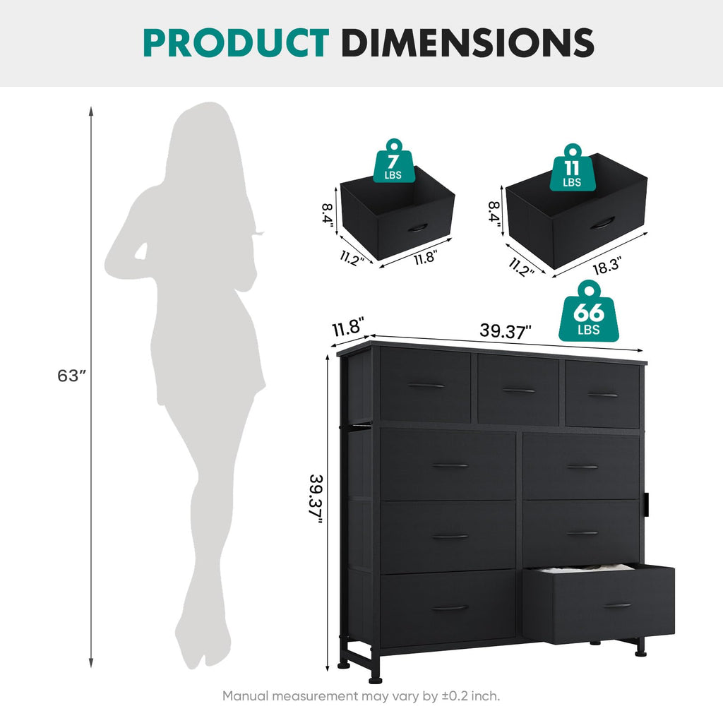 Black 9 Drawer Dresser S53091