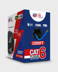 Cat6 Plenum Ethernet Cable 1000FT CMP Rated 23AWG Solid Conductor UTP Blue R7552