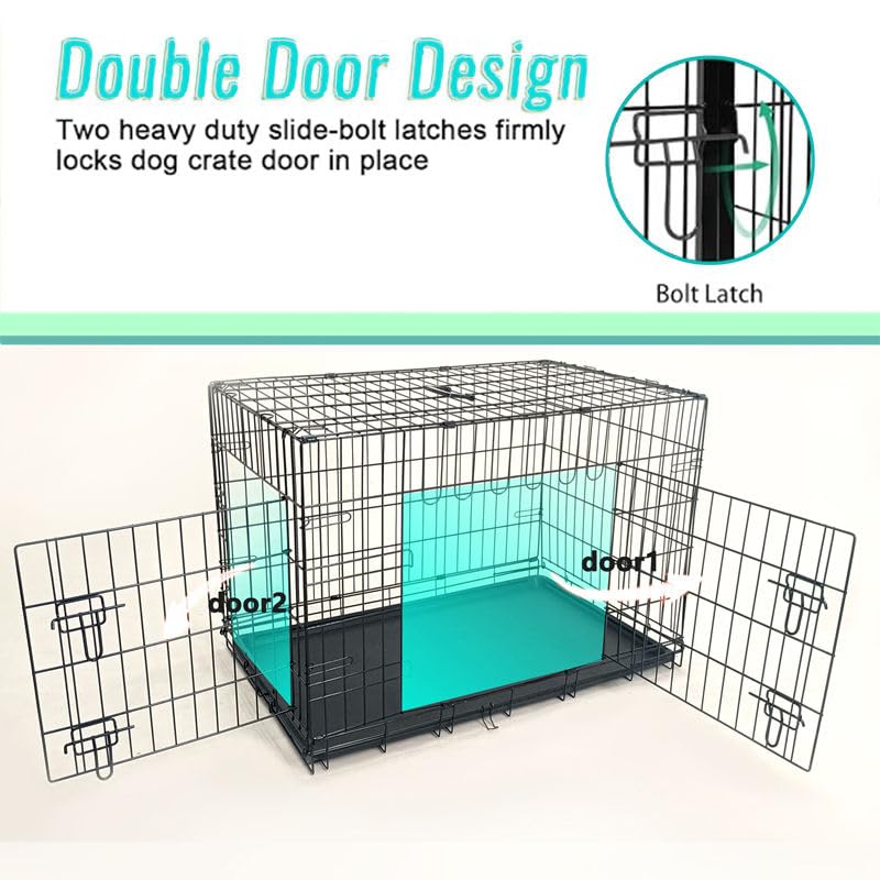 48-Inch Folding Metal Dog Crate with Divider, Tray, and Carry Handle K987080