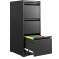 3 Drawer Black Metal File Cabinet with Lock D584