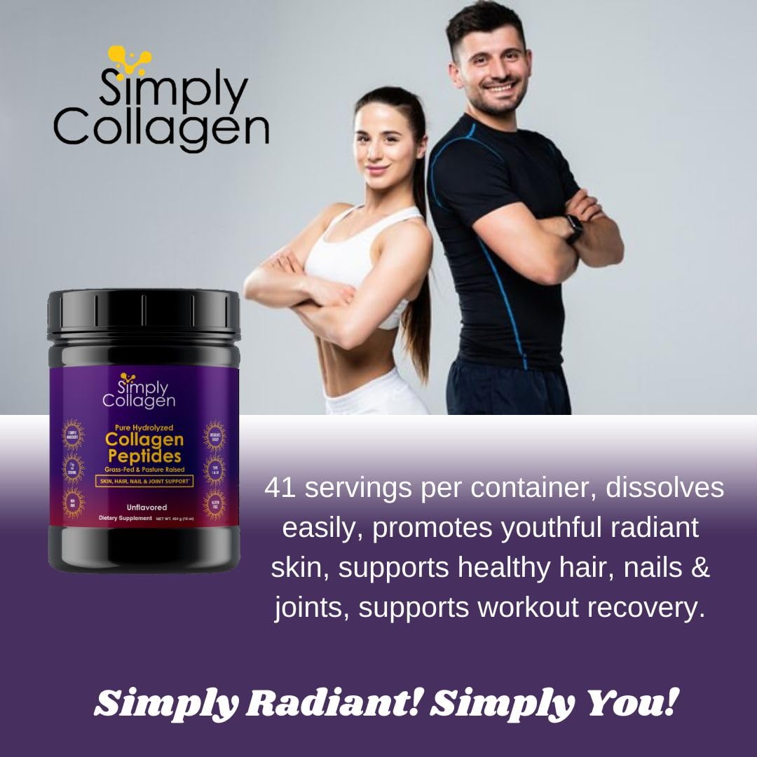 Hydrolyzed Collagen Peptides Powder Unflavored Type I & III 41 Servings C4136
