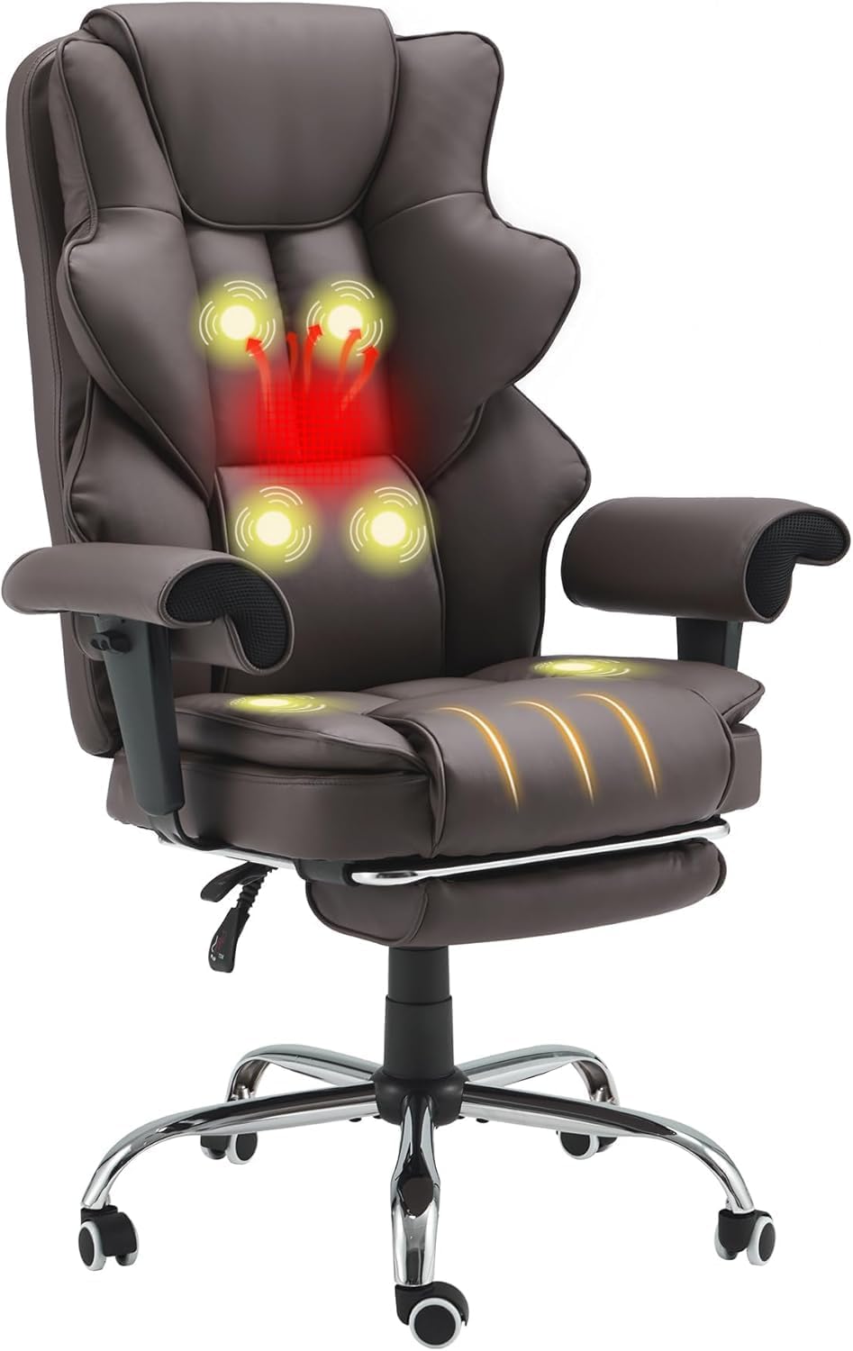 Brown Heated Massage Office Chair with Foot Rest Z510