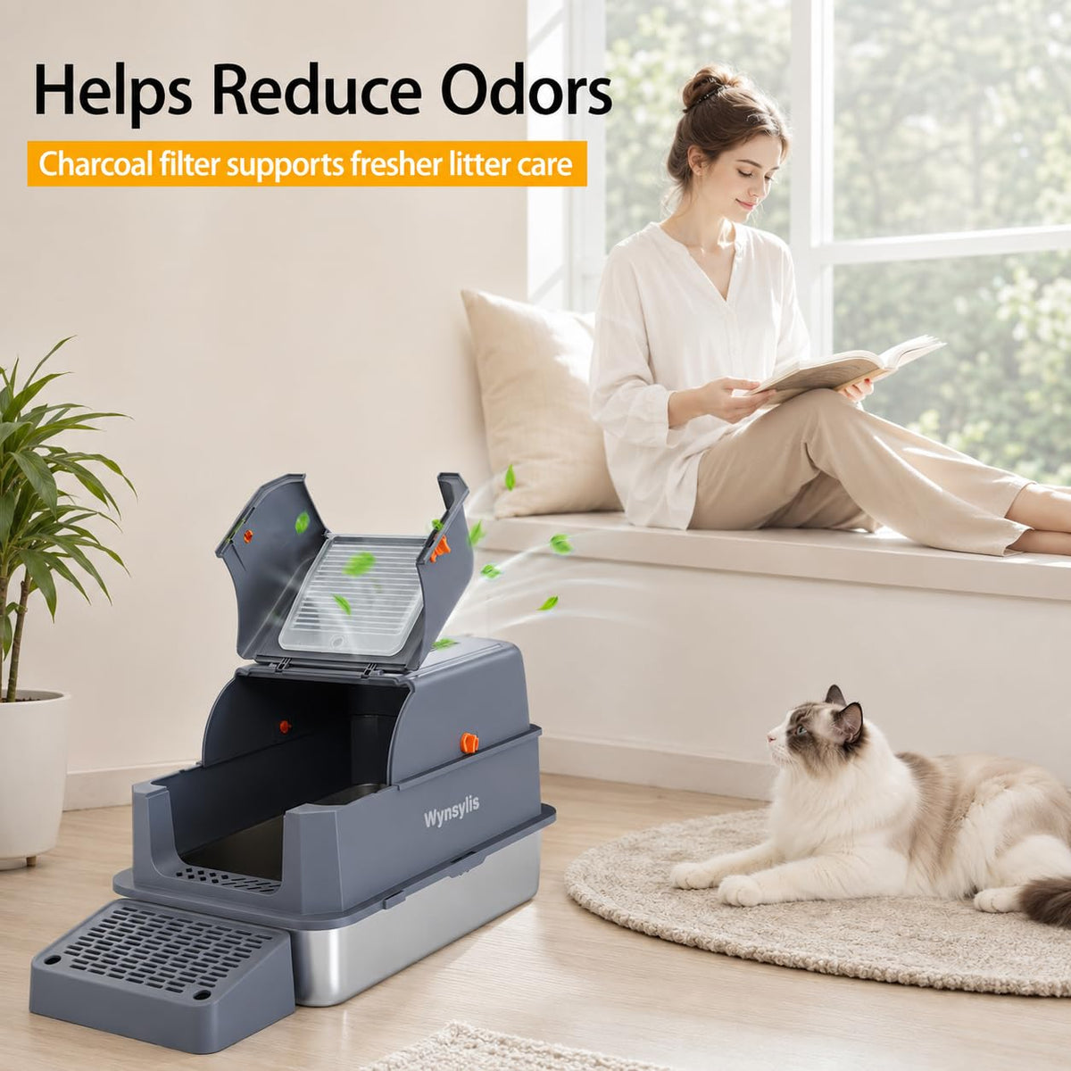 Extra Large Stainless Steel Cat Litter Box with Lid M545422