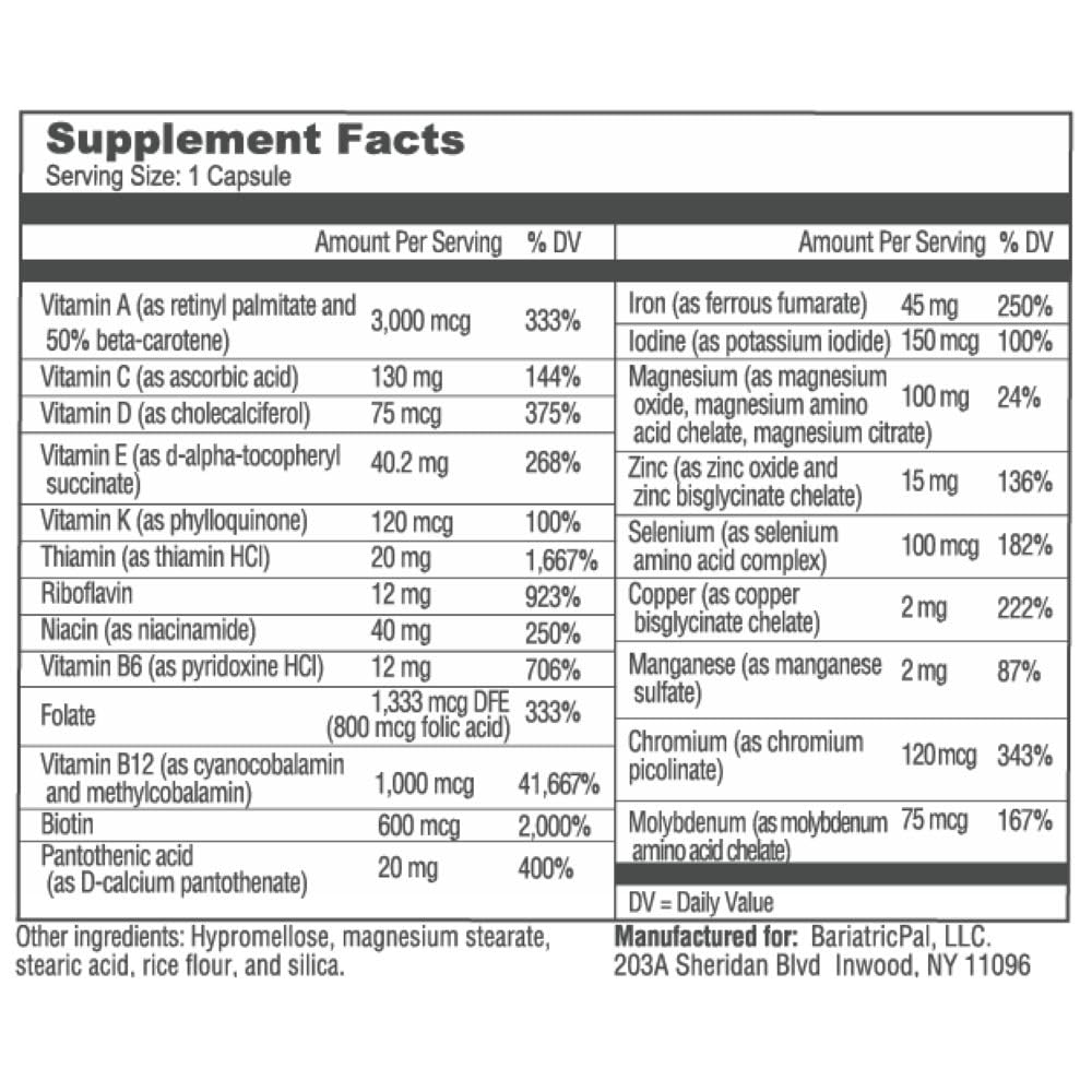 Bariatric Multivitamin 45mg Iron 30 Ct Z85443