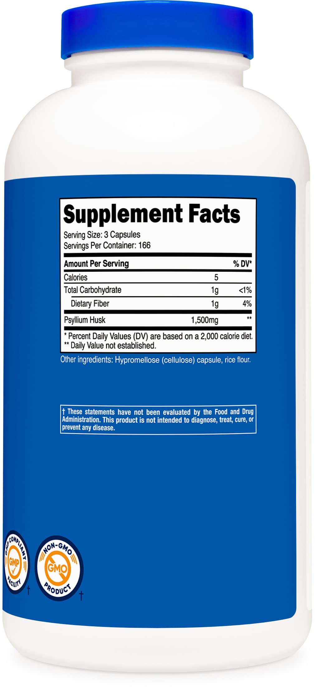 Psyllium Husk 1500mg 500 Capsules 2 Bottles E7506