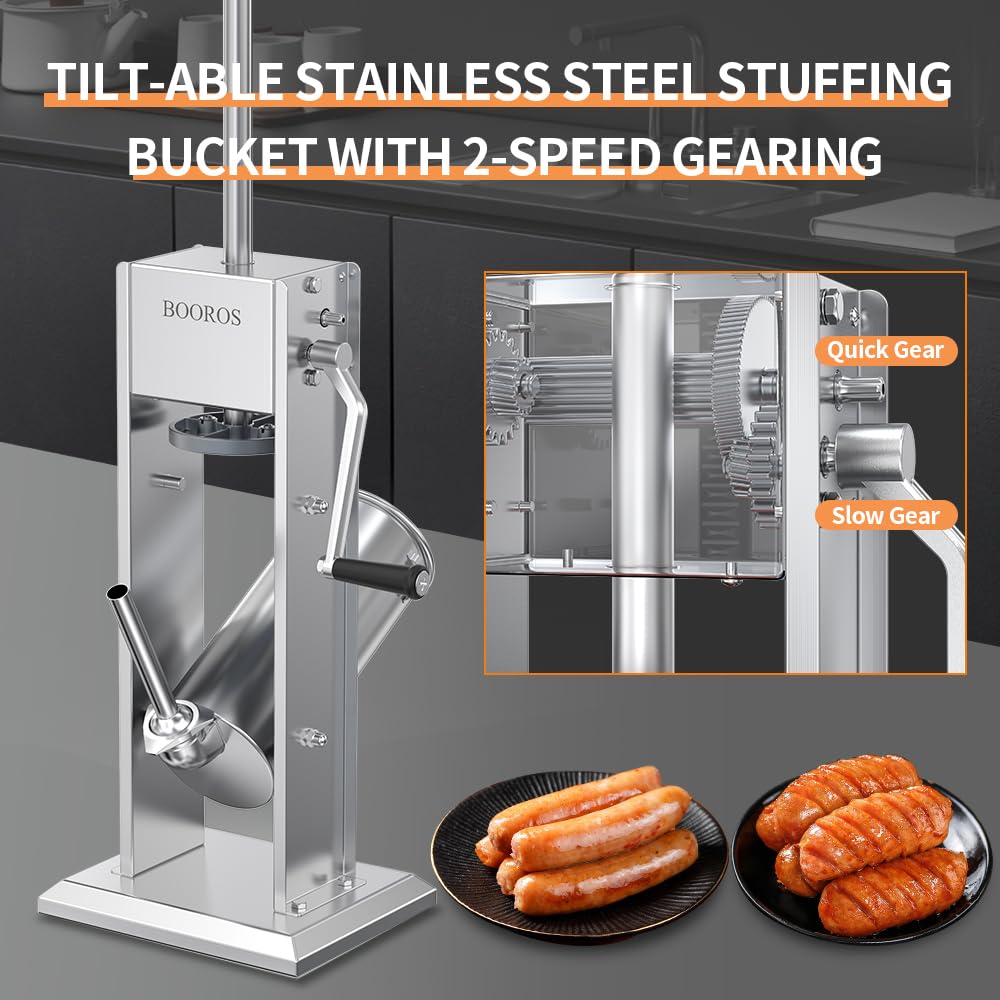 Manual Sausage Stuffer, 11Lbs/5L Meat Stuffer, 4 Stuffing Tubes A209577