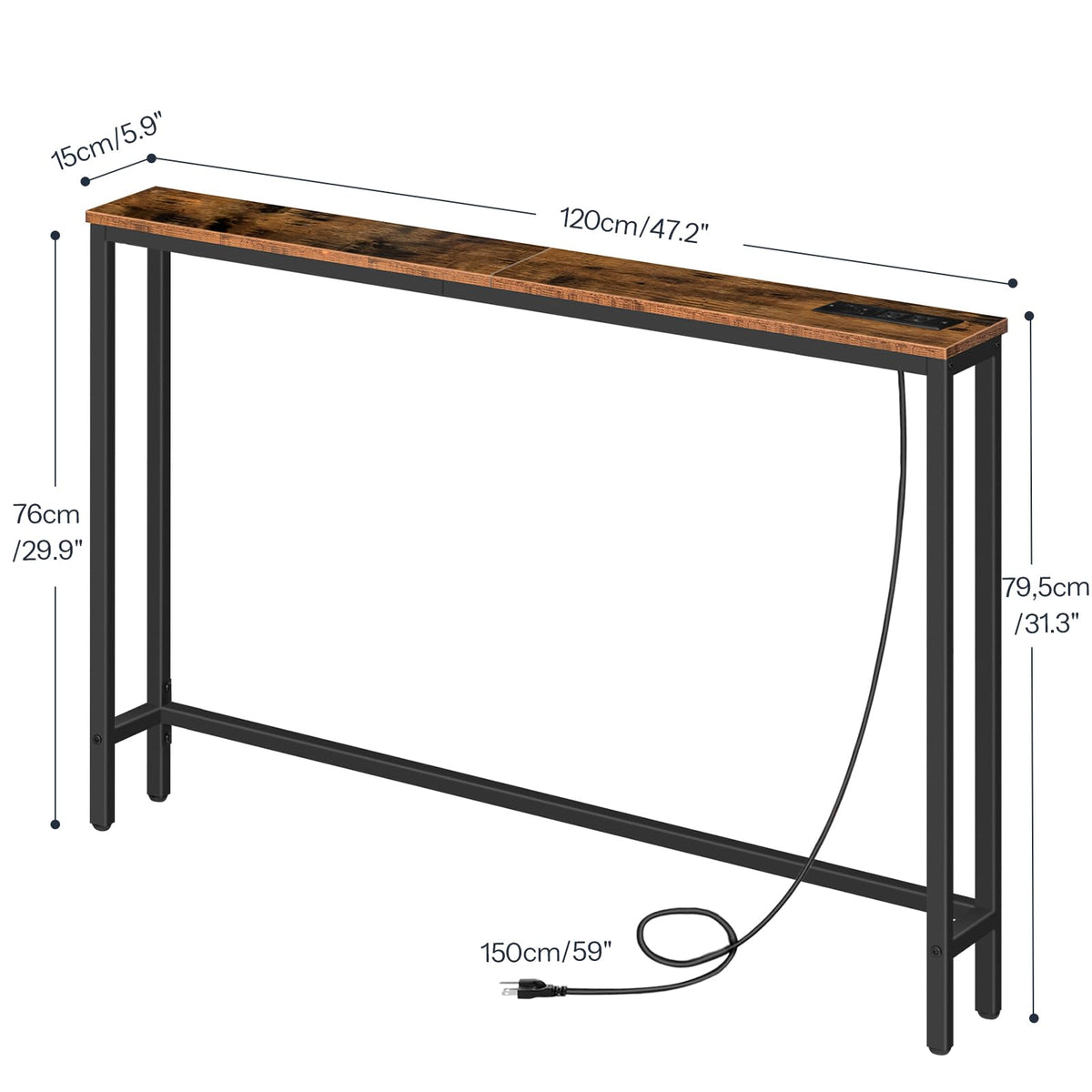 47.2" Narrow Console Table with Power Outlet B771