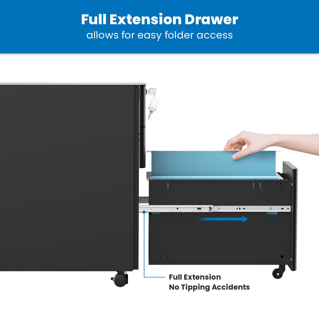 Black 3 Drawer Rolling File Cabinet with Lock Z7245