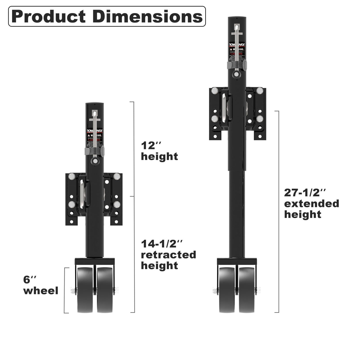 6" Dual-Wheel Trailer Jack, 1500lbs, 13" Lift P511