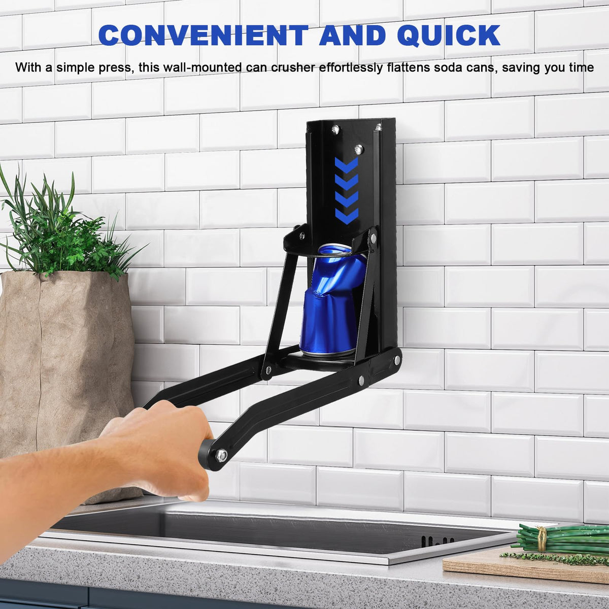 Wall Mounted Stainless Steel Can Crusher with Bottle Opener L463743