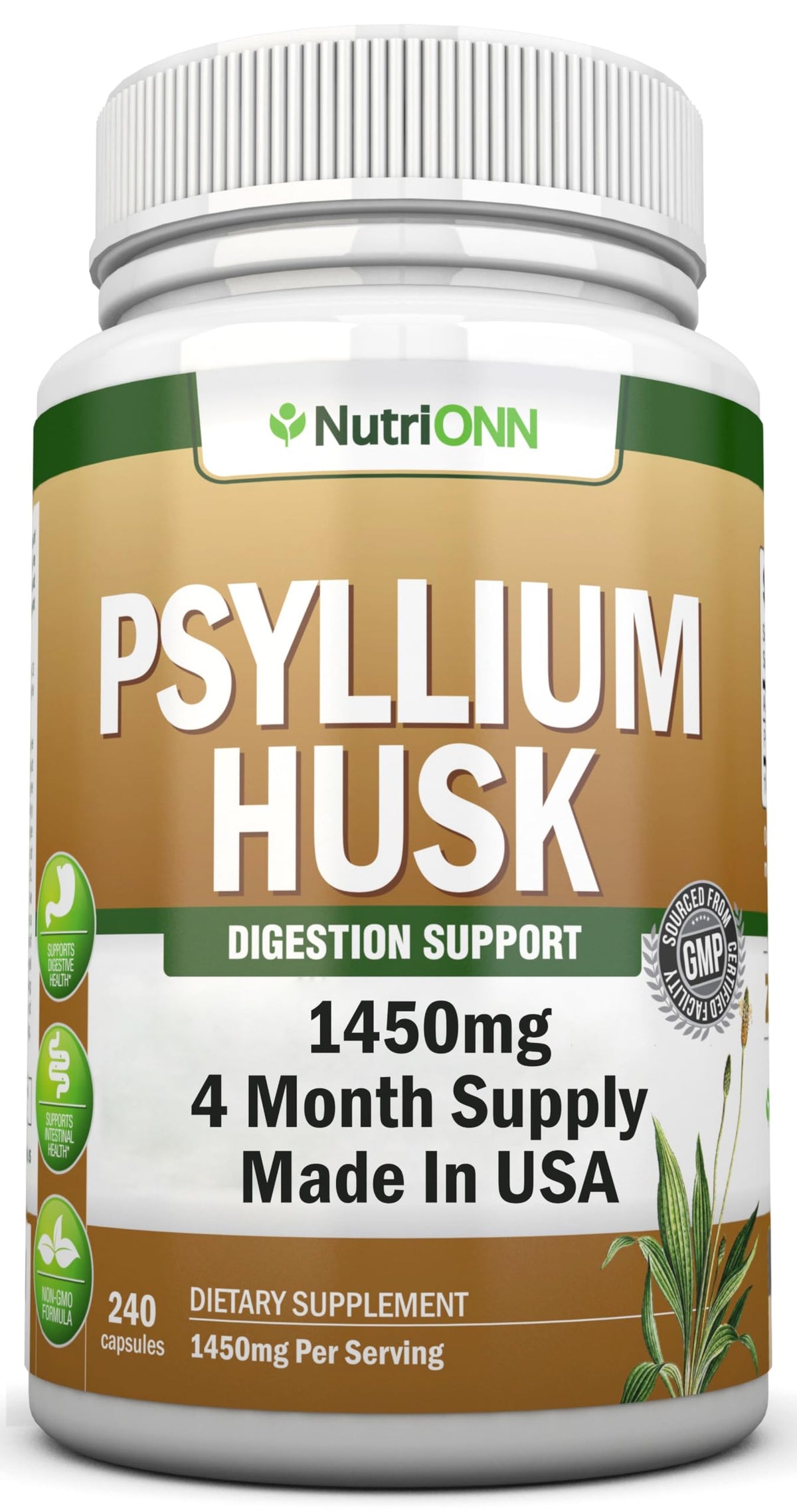 1450mg 240 Capsules Psyllium Husk Fiber Supplement K1493