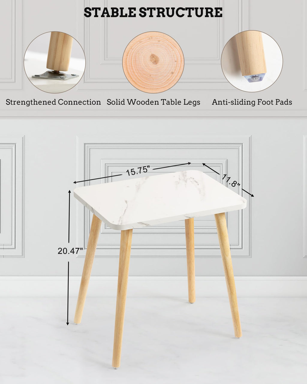 Set of 2 Small Side Table with Wood Legs C579