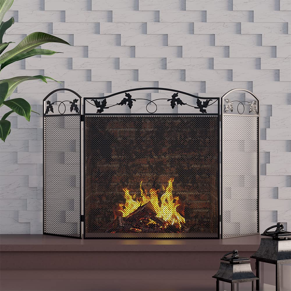 Black Steel Fireplace Screen M8420