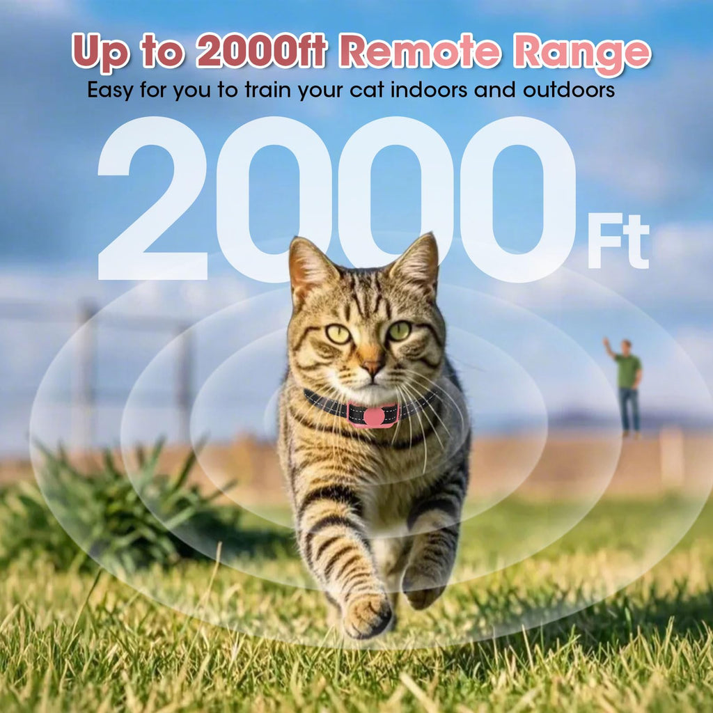 Cat Training Collar with Remote Shock Vibration Beep 3 Modes Waterproof Rechargeable Pink B329
