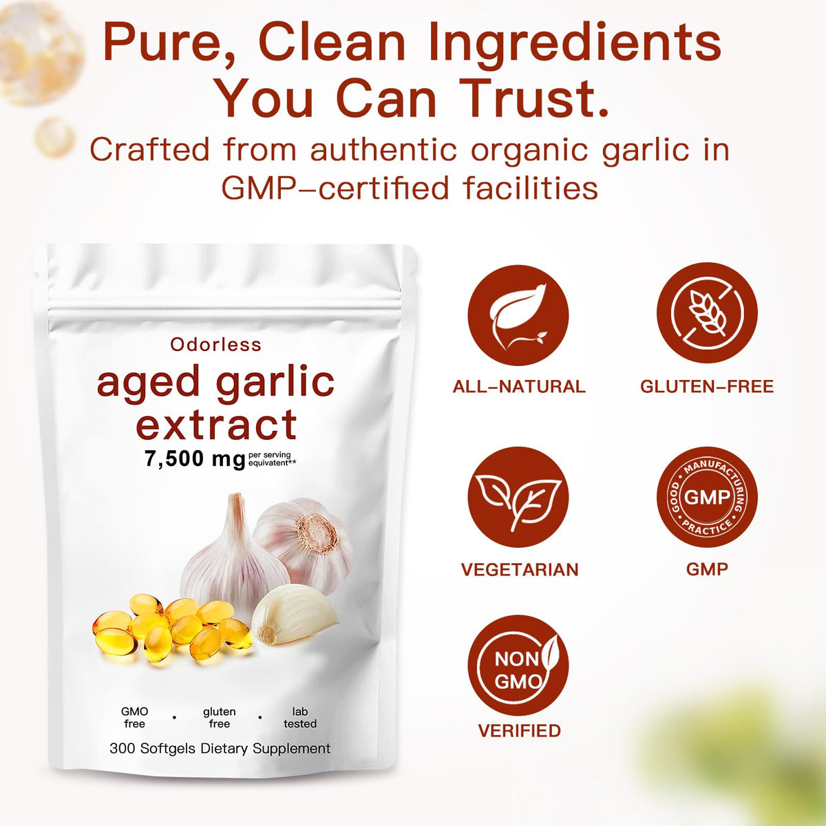 Odorless Organic Aged Garlic Extract Capsules Y604405
