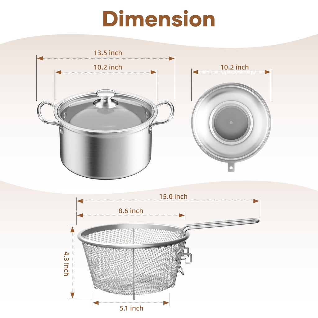 Deep Fryer Pot with Basket 6.3QT P811
