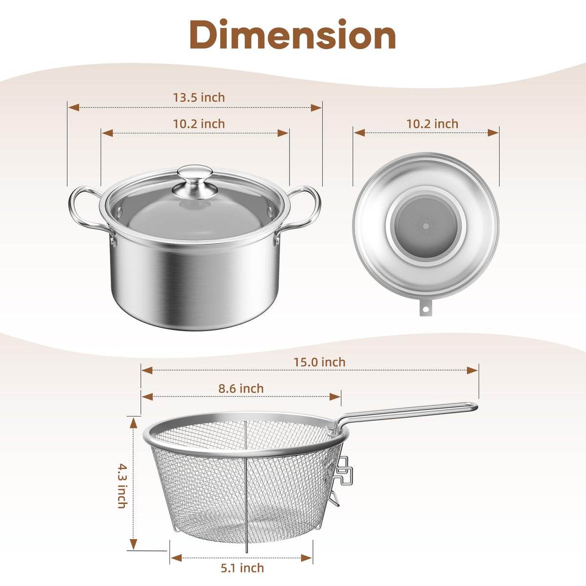 Deep Fryer Pot with Basket 6.3QT P811