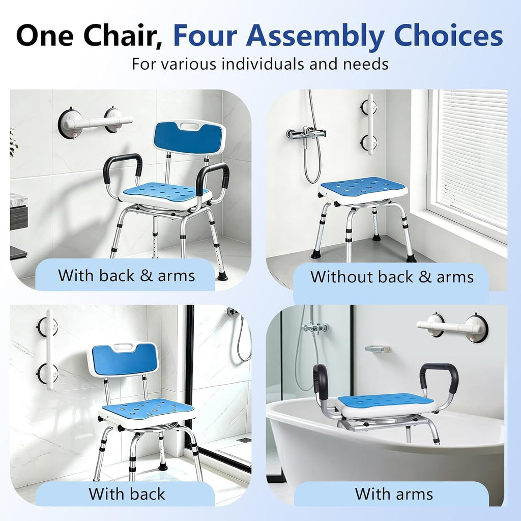 Swivel Shower Chair 500lbs Heavy Duty Adjustable Y83648