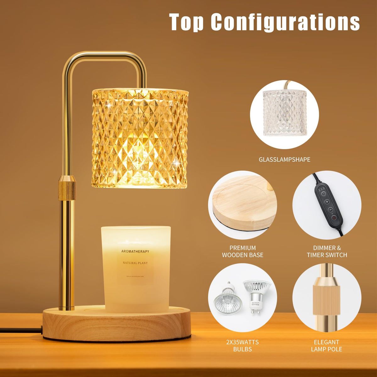 Dimmable Candle Warmer Lamp with Timer E639142