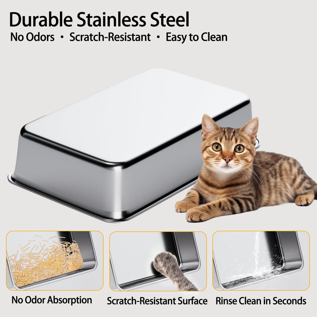 Extra Large Stainless Steel Cat Litter Box with Lid M545422