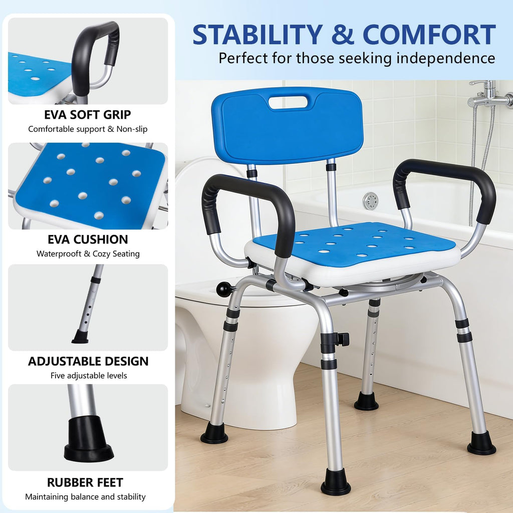 Swivel Shower Chair 500lbs Heavy Duty Adjustable Y83648