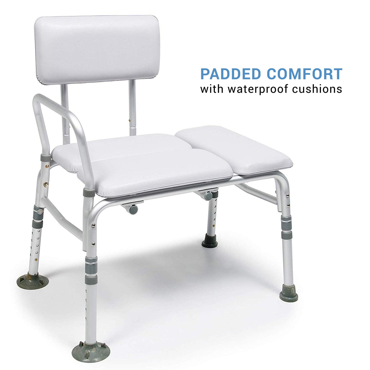2-in-1 Tub Transfer Bench & Shower Chair, Padded Seat & Back, Height Adjustable F3055
