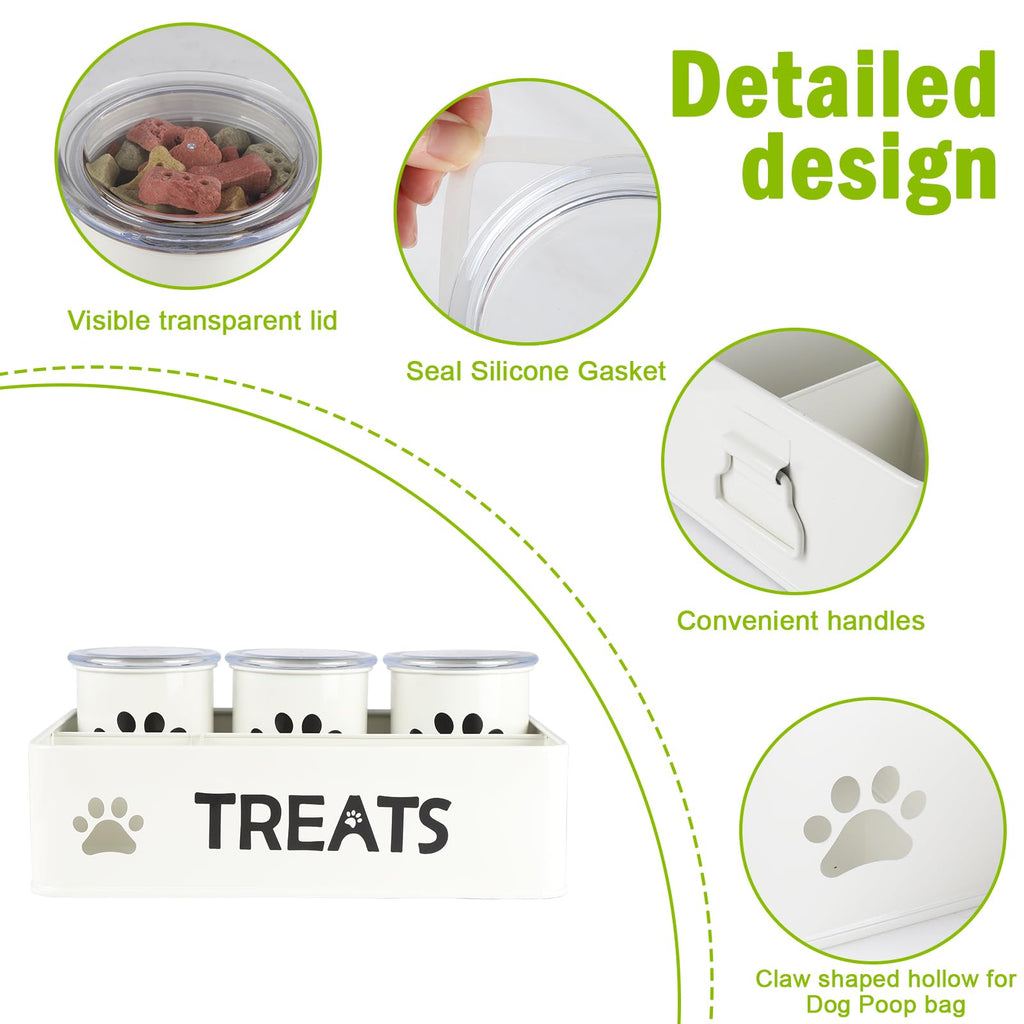 28oz Metal Dog Treat Container Set of 3 White J187544