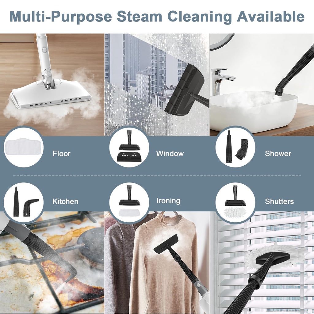 1200W Rotatable Steam Mop with 2 Modes, 400ML Tank, 23FT Cord N4468